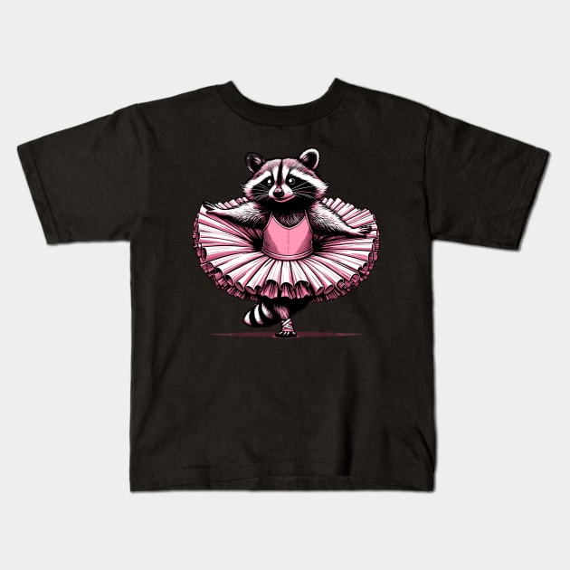 Cute Raccoon Ballet Dance Funny Ballet Kids T-Shirt by KsuAnn